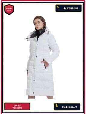 Women's Thickened Warm Insulated Vegan Down Long Parka Jacket with Hood